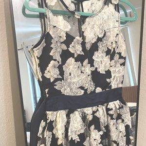 Italian brand navy, silver, white sweetheart dress